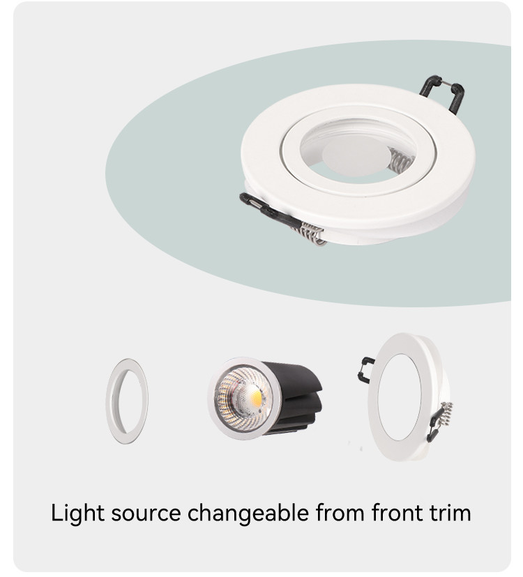 Recessed Downlight Housing MR16 GU10 With 60mm Hole Die-cast Aluminum Round Frame IP44 Spotlight