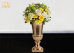 Small Table Vases Fiberglass Flower Pots Gold Leaf Plant Pots Indoor Use