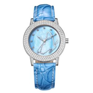 Quality 3ATM Blue Custom Full Diamond Women Watch wholesale
