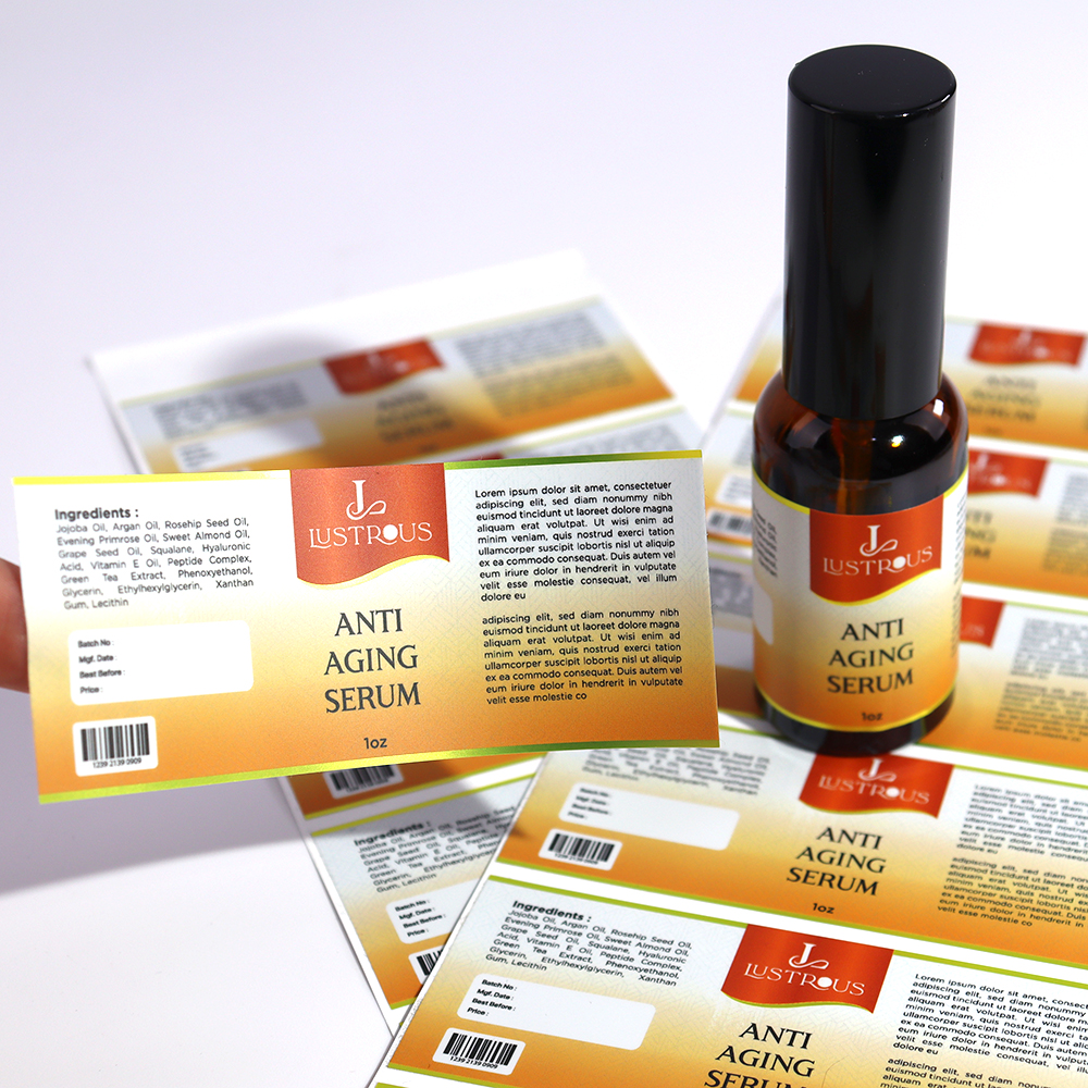 Printing Adhesive Label Sticker Transparent Logo Cosmetic Bottle Labels Clear PVC