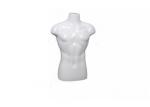 Male Upper Body Shop Display Dummy Fiberglass Material Glossy White Color