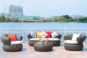 Quality YLX-RN-034 Coffee PE Rattan Single and Three Seater with Table for Outdoor used wholesale