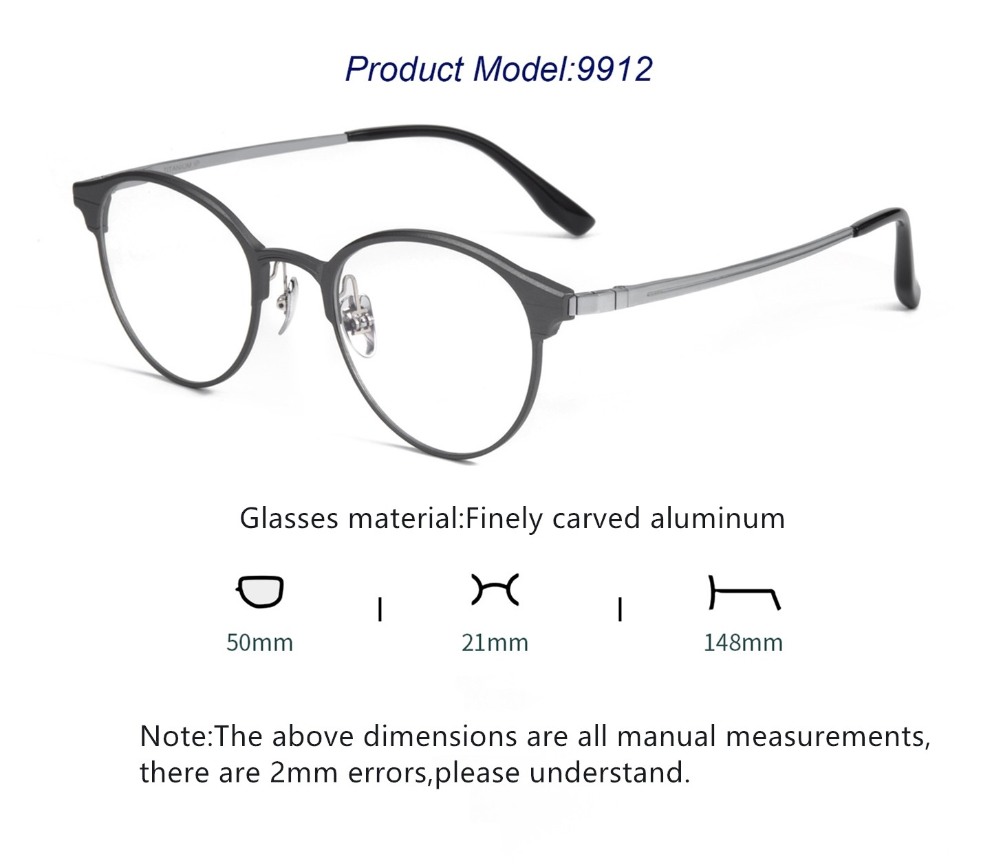 Full Rim Frame Magnetic Pure Titanium Business Aluminum Clip On Glasses