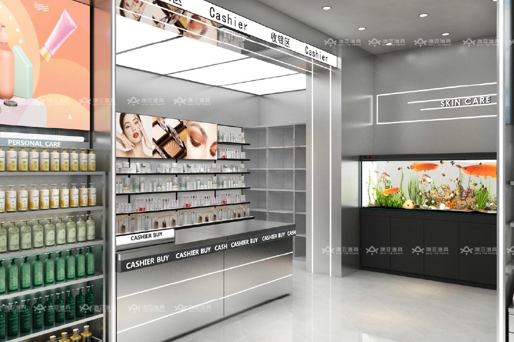 GDR07-XY06 Cosmetic Display Table with 3mm Transparent Acrylic Joint Box and Multi-Level Display for Shopping Mall
