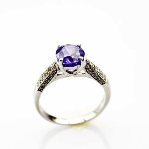 Quality Women Jewelry 7mm Round Amethyst Cubic Zircon Sterling Silver Ring(R282) wholesale
