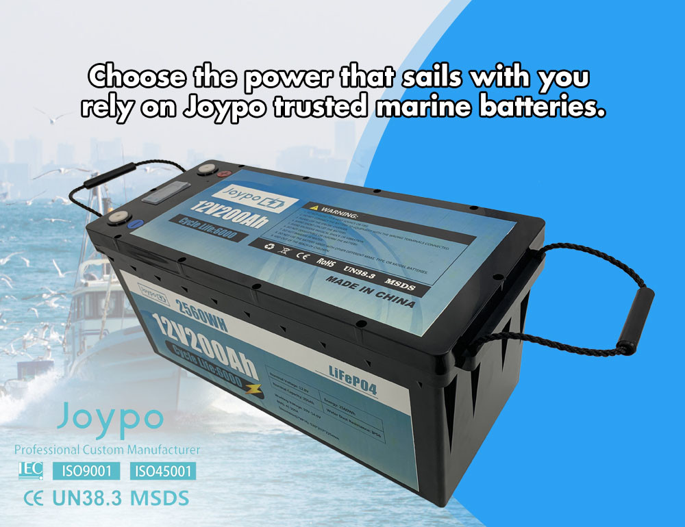 25.6V 12.8V Deep Cycle LiFePO4 Marine Battery Waterproof LCD Displayer
