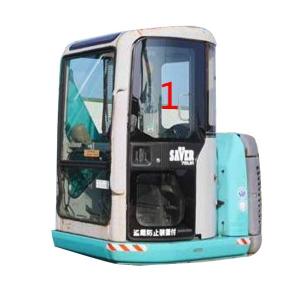 Quality High Impact Strength KOBELCO Excavator Glass 5mm Thick Left Door Up Position NO.1 wholesale