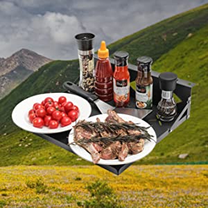 Single Tier Outdoor BBQ Table Shelf for Shape Metal Rectangular Griddle Side Storage