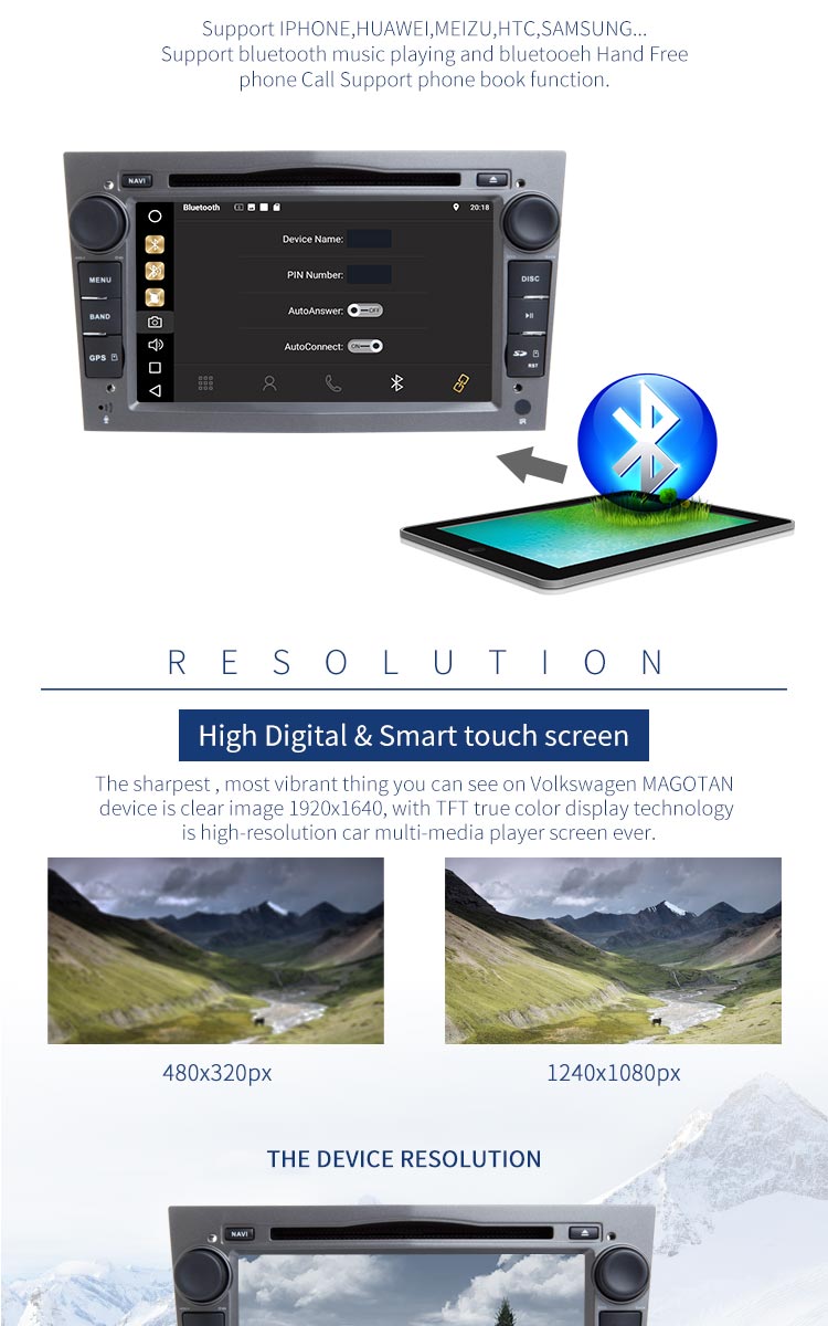Android 8.1 Opel Car Radio HMDI Output Double Din With Black Grey Silver Frame