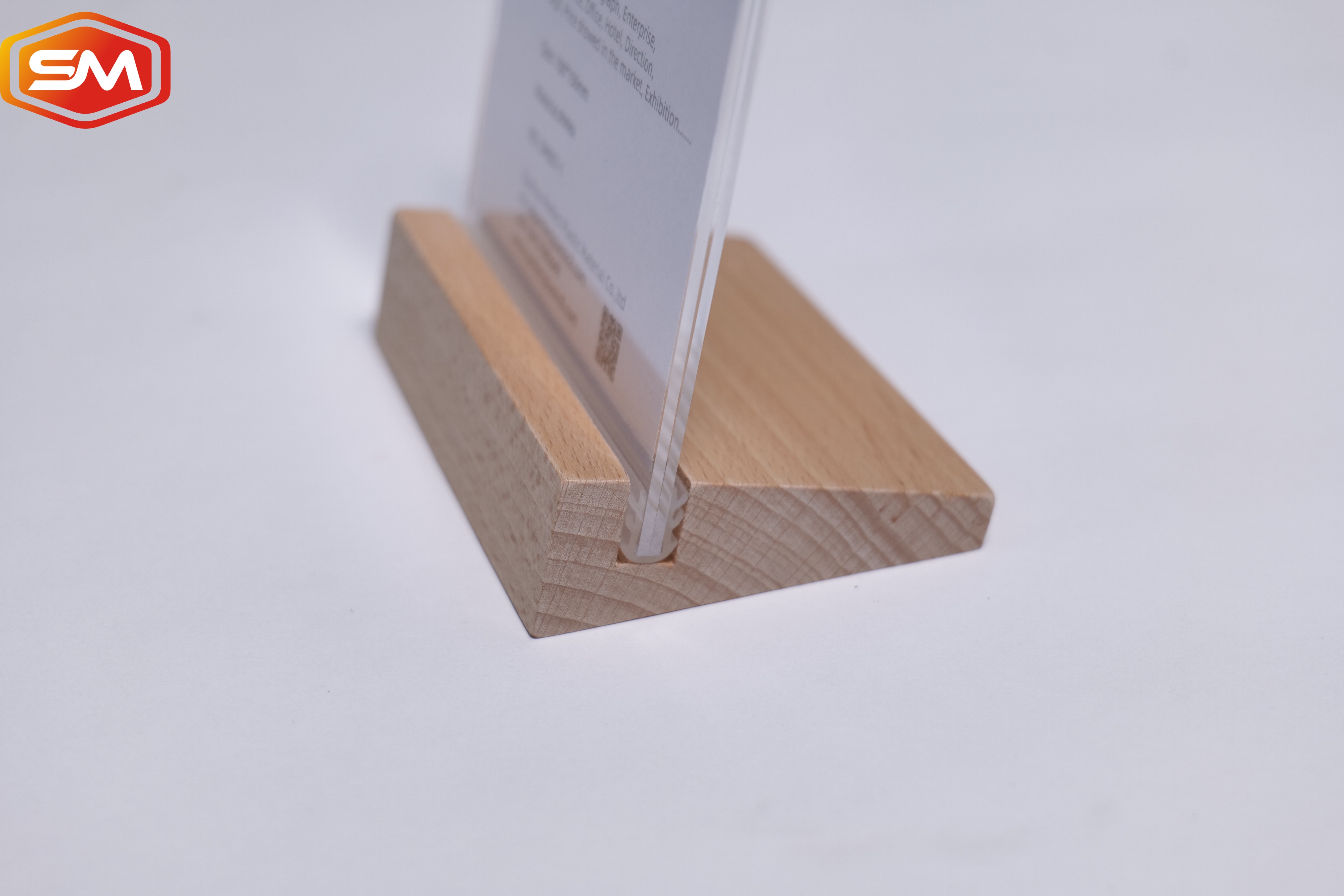 Acrylic Table Top Sign Holder Frame Menu Holder With Wooden Base