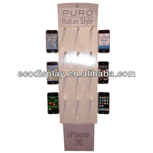 Cardboard Hook Display For Mobile Phones, Paper Display Stand, Floor Display