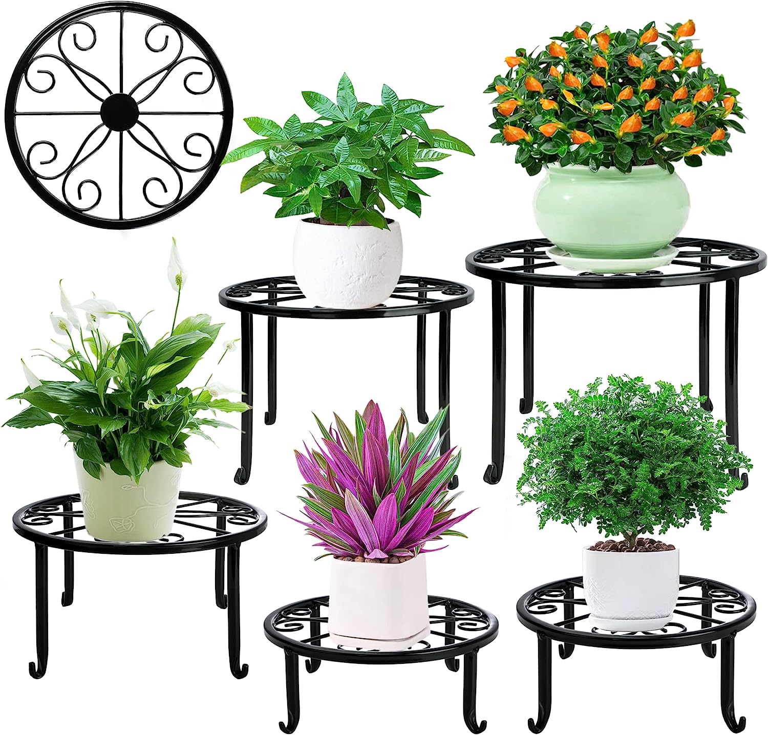 Metal Flower Pot Stand Black Steel Vintage Powder Coating Plant Pots Planters Rack