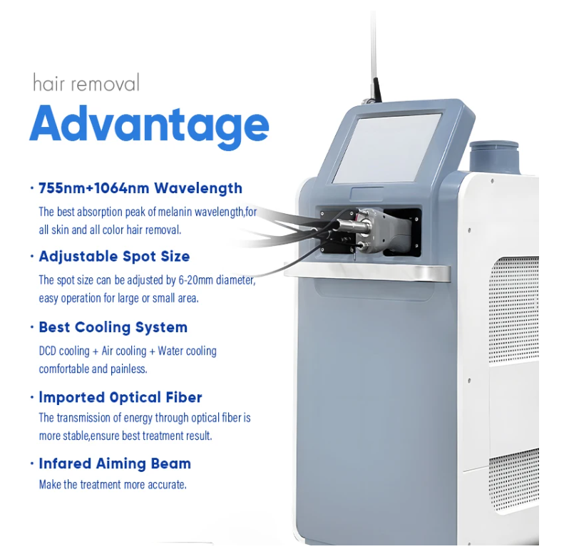 755nm Alexandrite Laser Hair Removal Machine Stationary Style For Commercial