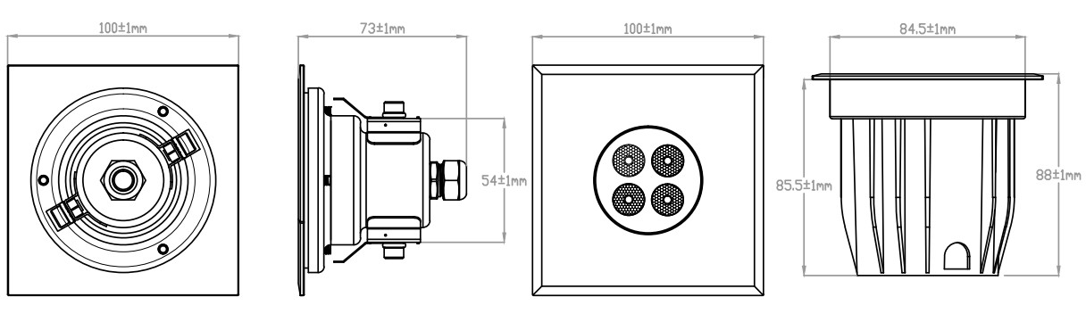 VDE Cable External control LED Ground Lights SS316L Waterproof Inground Light