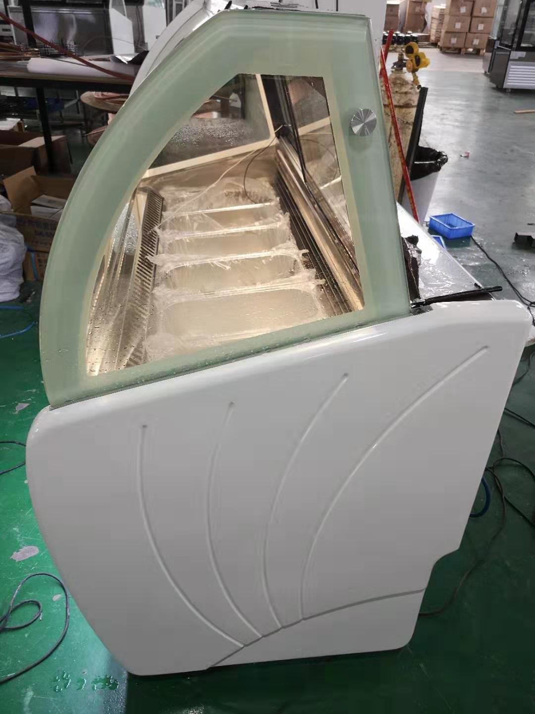 Commercial Double Row 10 Pans Ice Cream Display Freezer