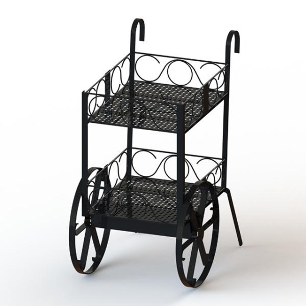 Wine Bottles Cart Food Display Stands With Metal Wire Shelves Two Layers
