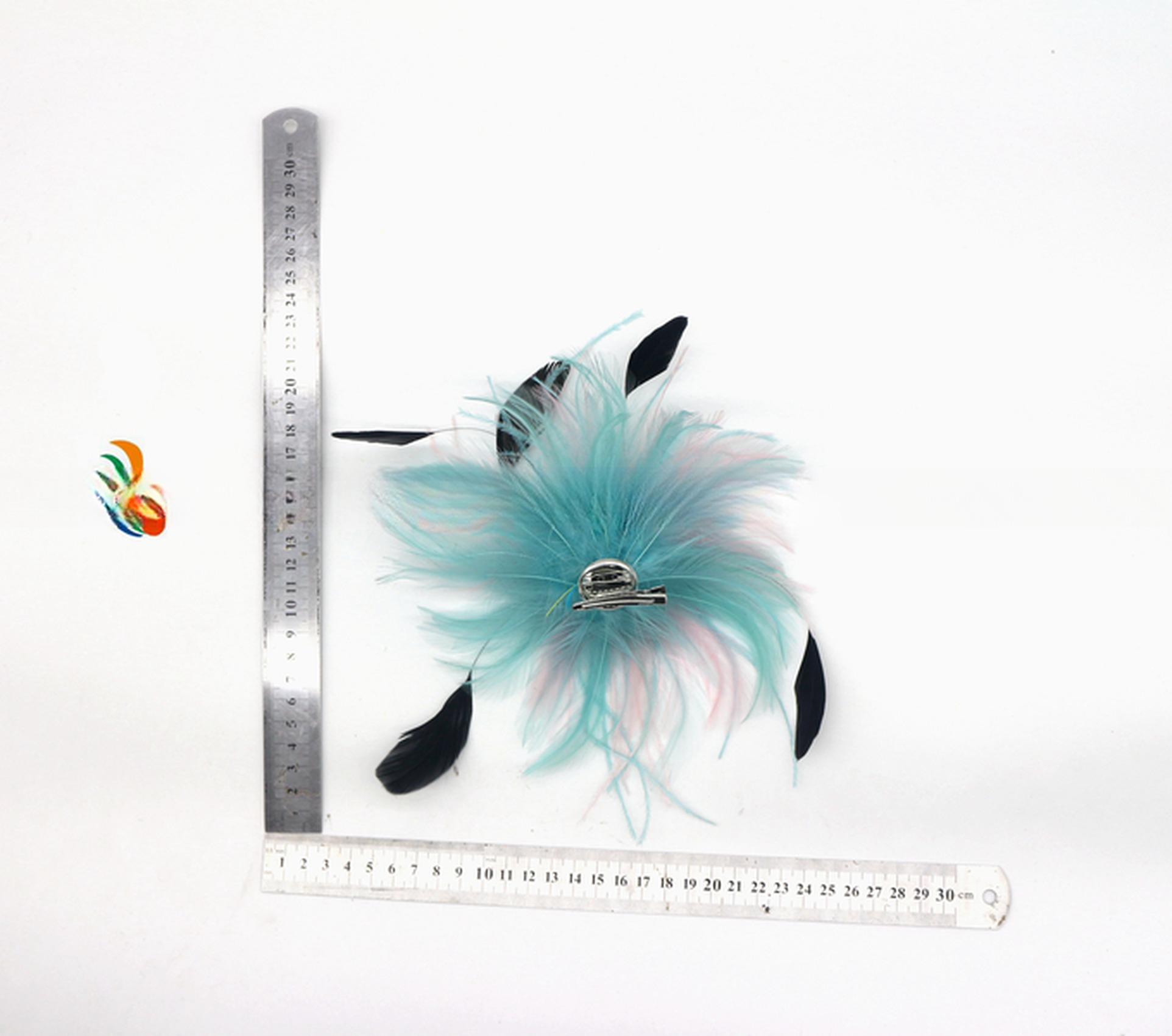 Party Decoration 5*15 cm Hackle and Ostrich Feather Flower Mount with Wire Accessory