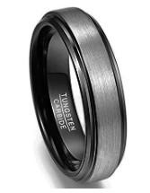 Matt Silver And Black Men's Wedding Ring Gold Tungsten Carbide Tungsten Steel