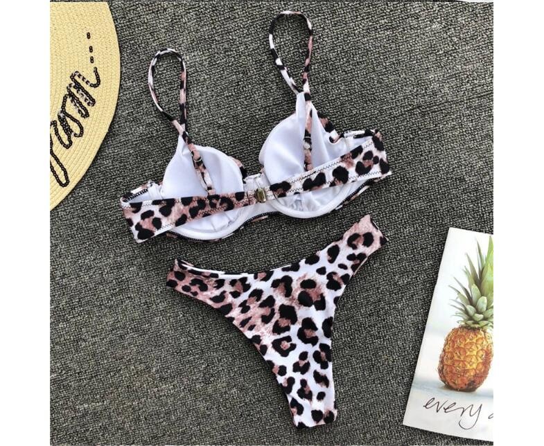 Womail Alluring Biquini Leopard Printed Bikini Push-Up Padded Swimwear Women's
