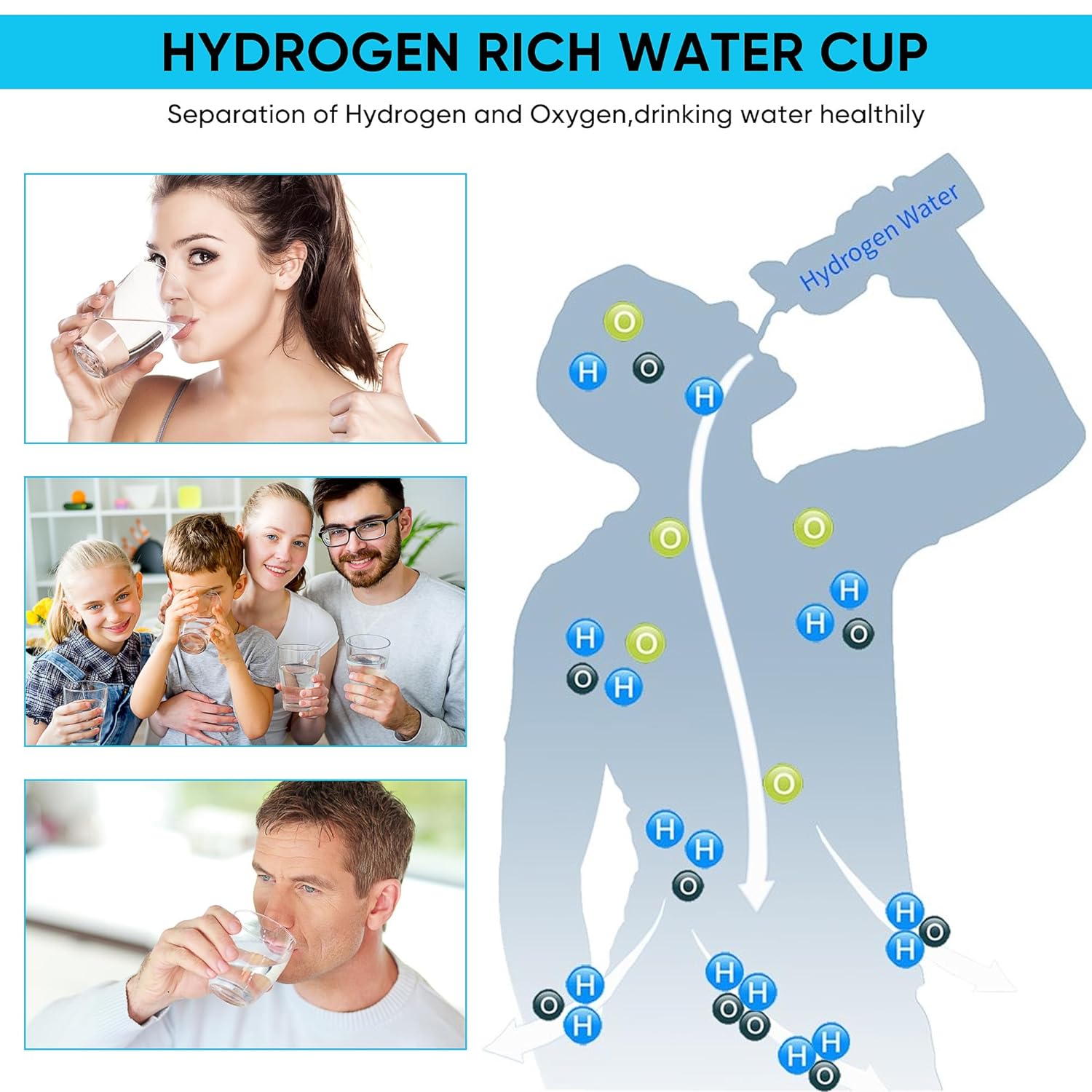 Portable USB Hydrogen Glass Generator For Healthy Water Improvement