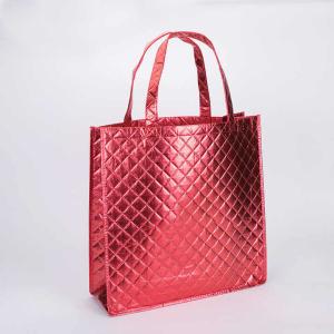 Quality Wholesale Custom Logo Printed Stripe Eco-Friendly Non-Woven Laser Highlight Shopping Grocery Tote Bag wholesale