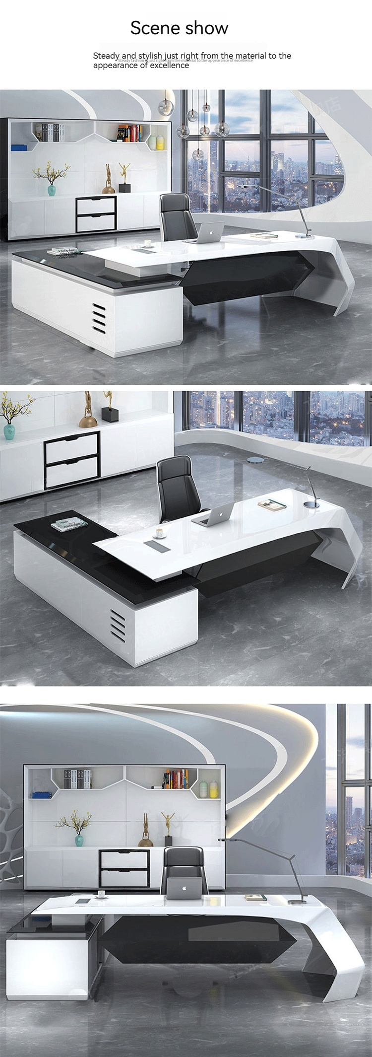 Customizable Lacquer Large Desk Perfect for Managers and Supervisors in the Office