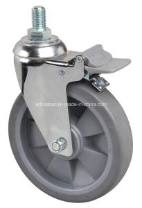 Quality Bearing Type Ball Bearing 6&quot; 110kg Threaded Brake TPE Caster 5746-57 for Heavy Duty wholesale