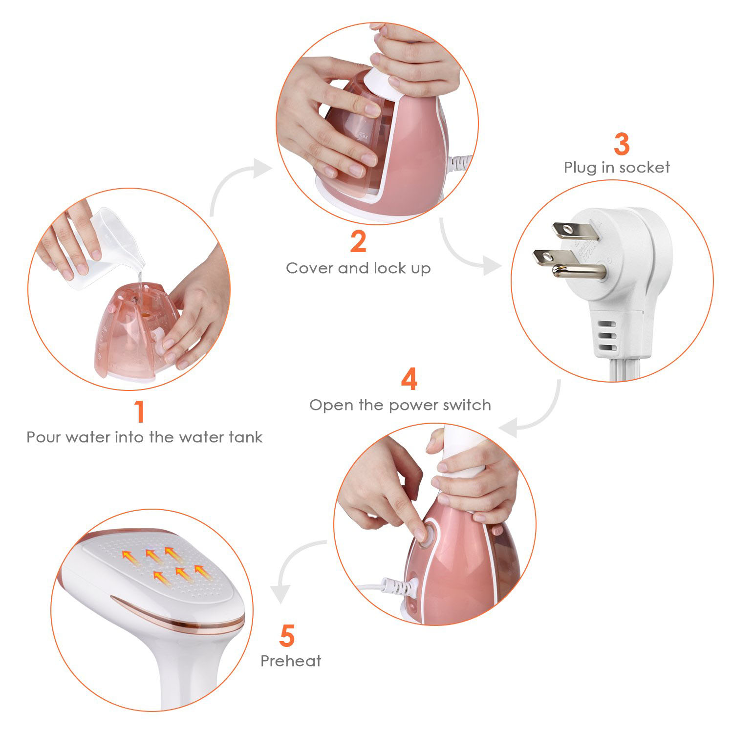 1500W Portable Handheld Travel Mini Electric Clothes Steamer for Wrinkle-Free Clothes