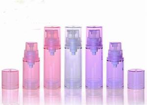 Quality Pink Purple AS Plastic Airless Pump Dispenser , Clear Plastic Cap Airless Serum Bottles wholesale
