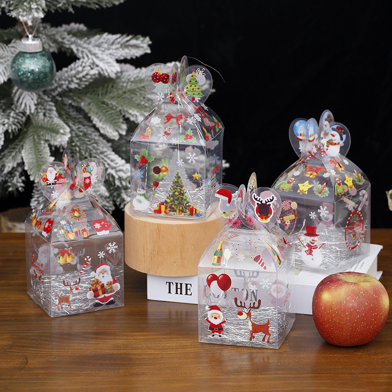 Transparent PET Square Shape Candy Box for Christmas Decoration and Gift Packaging