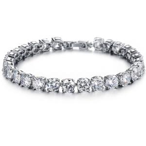 Quality Silver Plated Princess Cubic Zironia Tennis Bracelet Women Wedding Jewelry(JKS408WHITE) wholesale