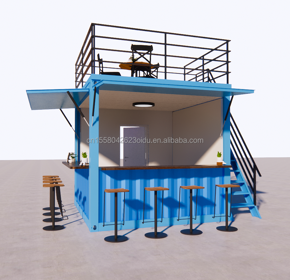 10ft Prefabricated Restaurant Shop Street Food Kiosk Container Pop Up Mobile Mini Shipping Container with Hotel Design