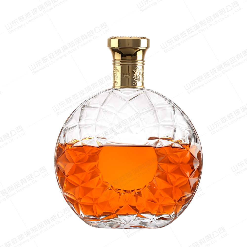 Clear Glass Wine Bottle With Metal Cap 750ml XO Empty Glass Liquor Whiskey Bottle