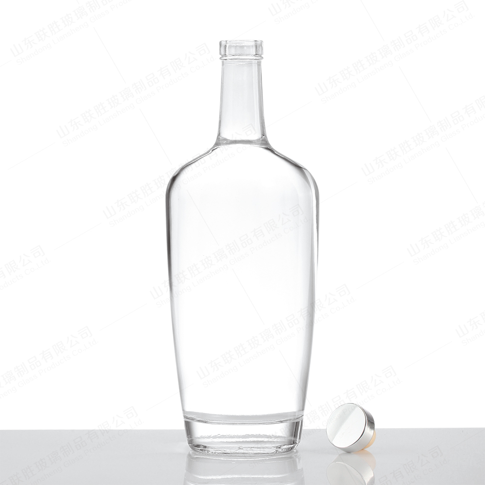 Brandy Vodka Whisky 750ml Glass Bottle with Custom Logo and Rubber Stopper Sealing Type