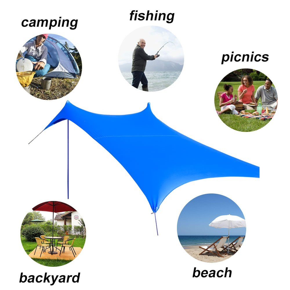 ISO9001 Aluminum Pole 1.97kg Anti UV Camping Sun Shelter
