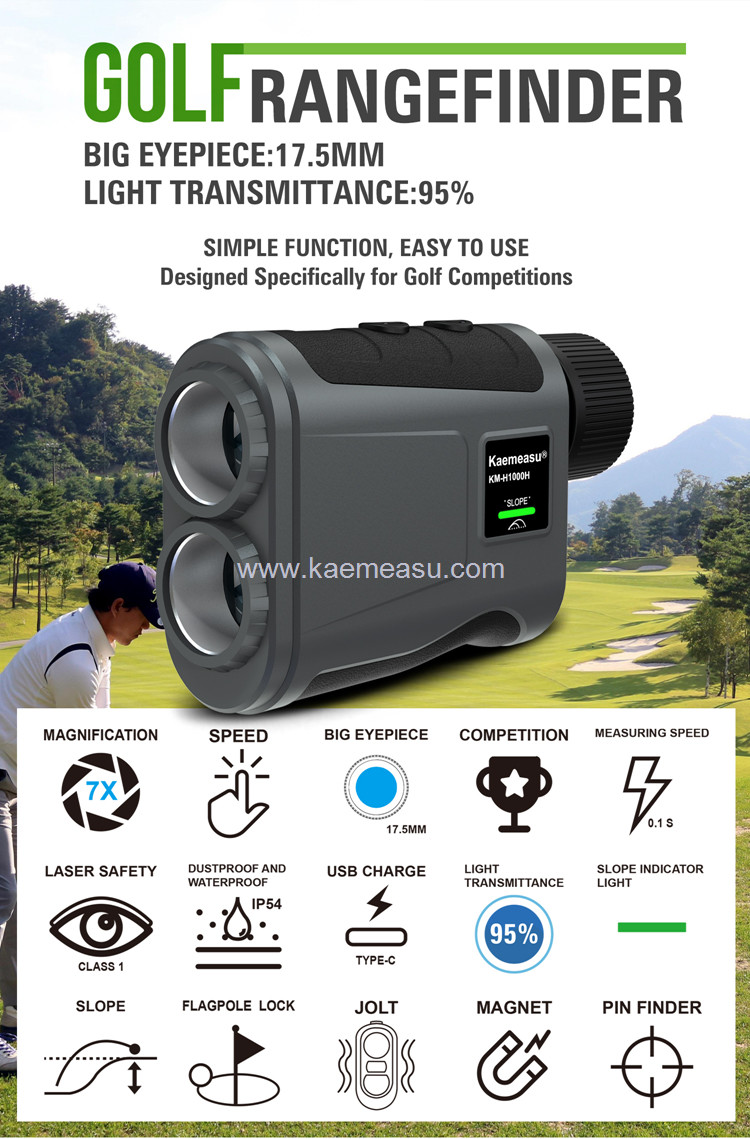 kaemeasu 600m Optical Telescope Golf Rnagefinder USB Charging Distance Meter 95% Transmittance H600H