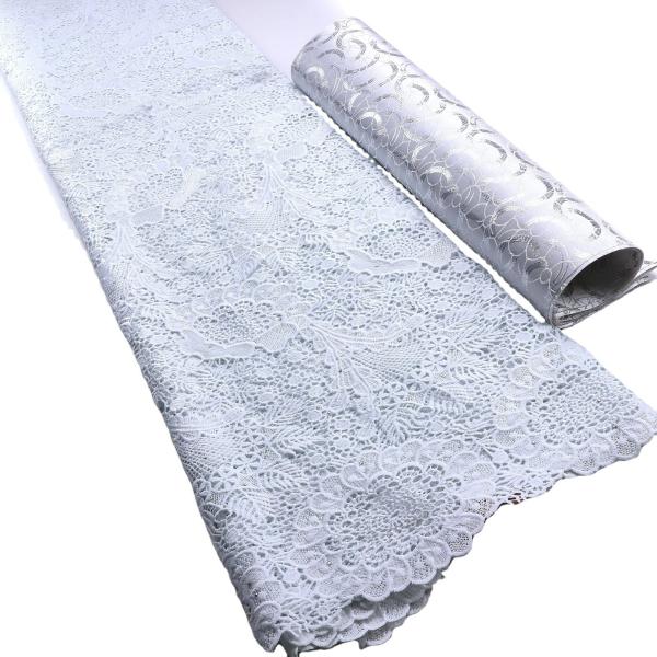 White Cord Lace Fabric African Guipure Lace for Party Occasion 51 inchs Nigerian