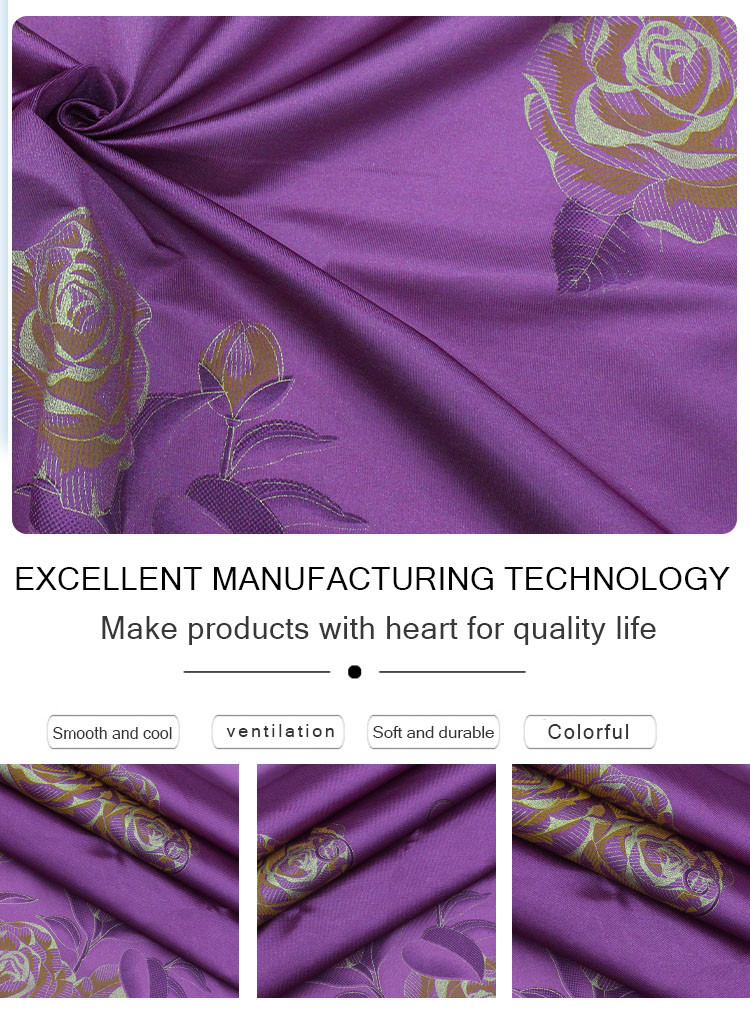 Anti Odor Waterproof Mattress Quilting Fabric Purple Colour 120gsm