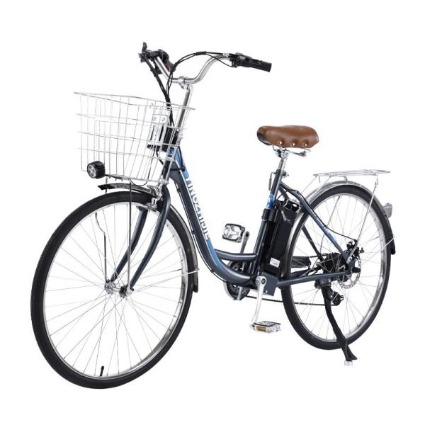 Black 36V 350W Electric City Bike 8 - 10Ah Lithium Battery 26 Inch Wheel
