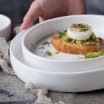 FDA Scratches Resistant Food Beverage Deep Porcelain Plate In Oven Industrial