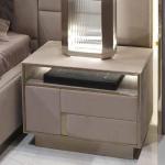 Matted Leather Modern Bedside Tables White Solid Wood Nightstand