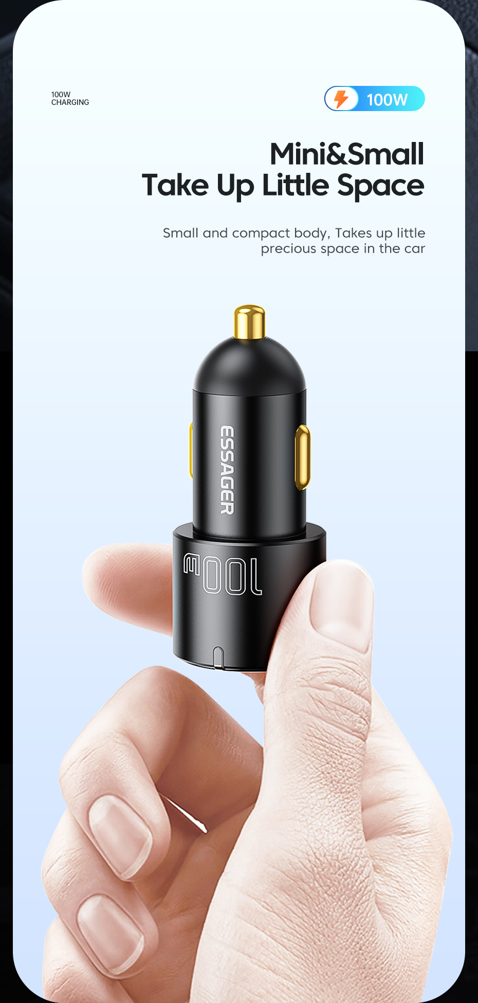 Type C USB A Car Chargers Black 60W 66W Essager 2022 City F699 F689 F688 F698