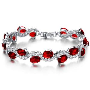 Quality Women Platinum Plated Red Cubic Zirconia Bracelet Wedding Jewelry(JDS924RED) wholesale