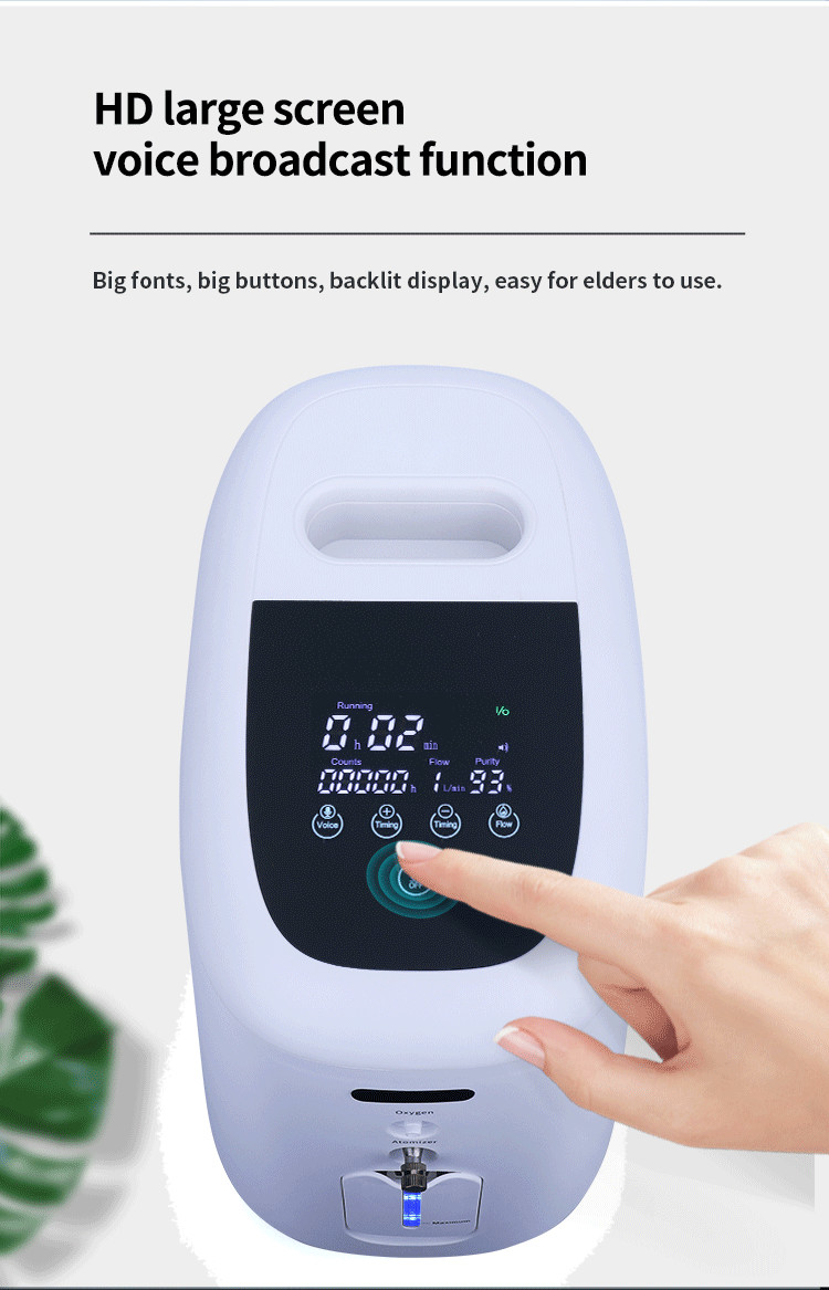 7L Large Screen LCD Oxygen Concentrator: Adsorption And Compression For Efficient Oxygen Delivery