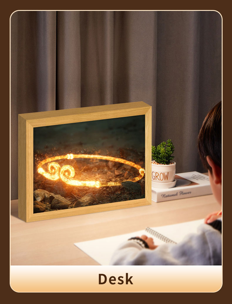 White Light Wood Frame Black Myth Monkey King Journey West Light Painting for Bedroom