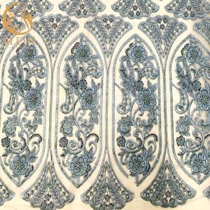 Quality Spot Blue Mesh Beaded Lace Fabric Sewing Embroidery For Garment wholesale