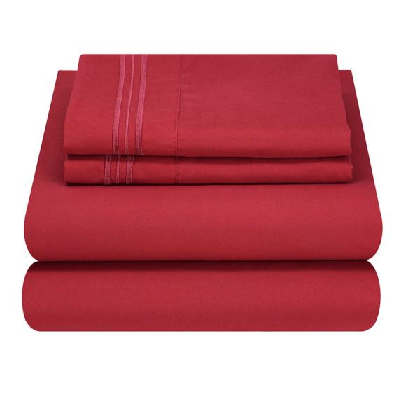 XINPAI Microfiber Three Lines Embroidery Massage Bedding Sheet Set for Flat Bed