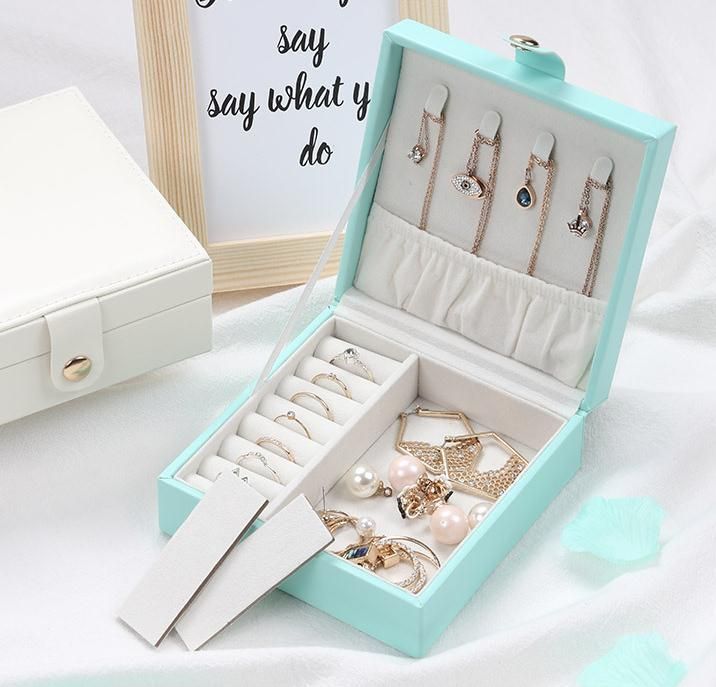 Fashion Solid Luxury Portable PU Leather PVC Cardboard Jewelry Jewellery Set Gift Packaging Packing Travel Holder Organizer Mini Box for Women Girls