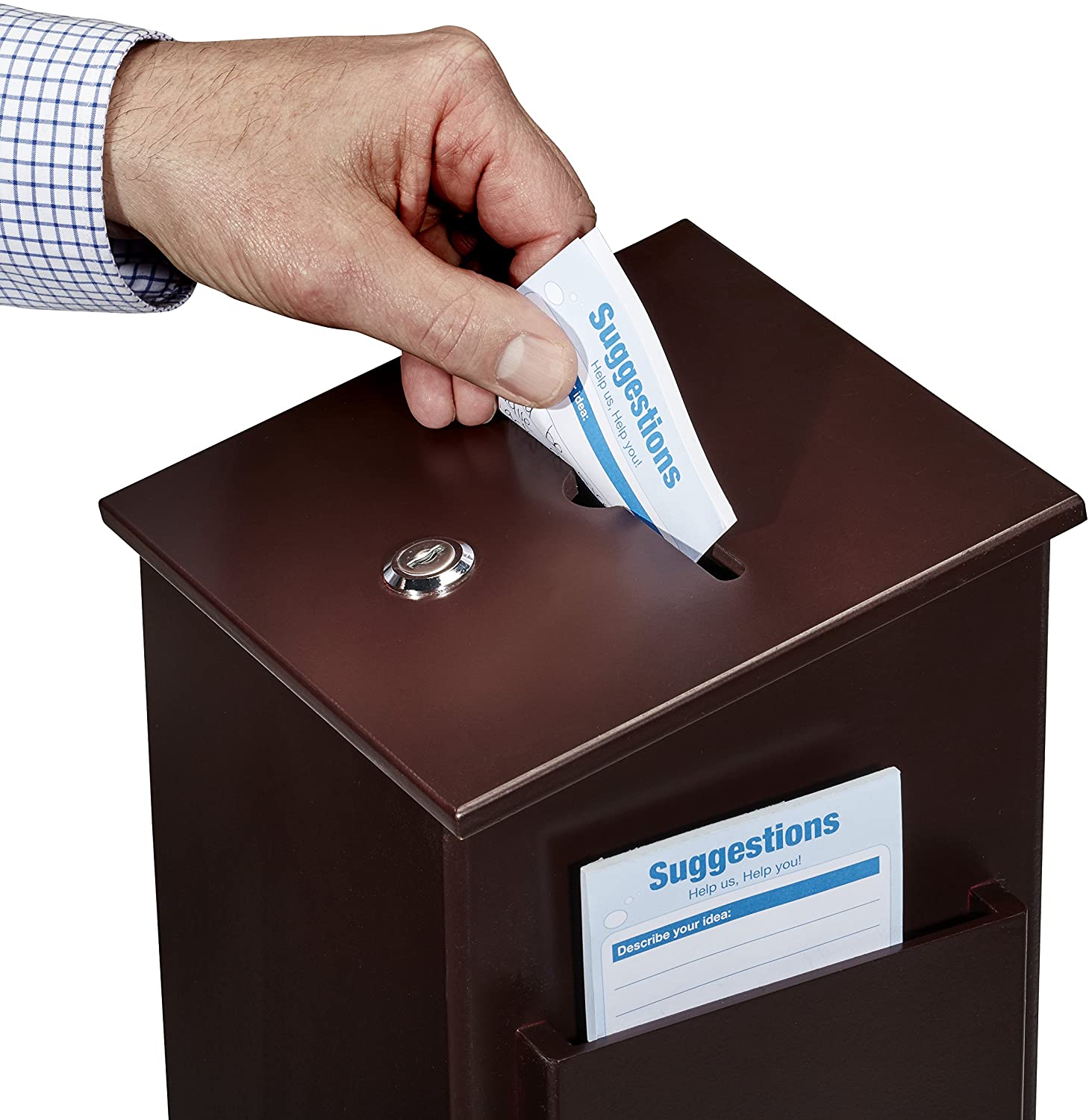 Lockable Metal Donation Suggestion Key Drop Box Express Checkout Box