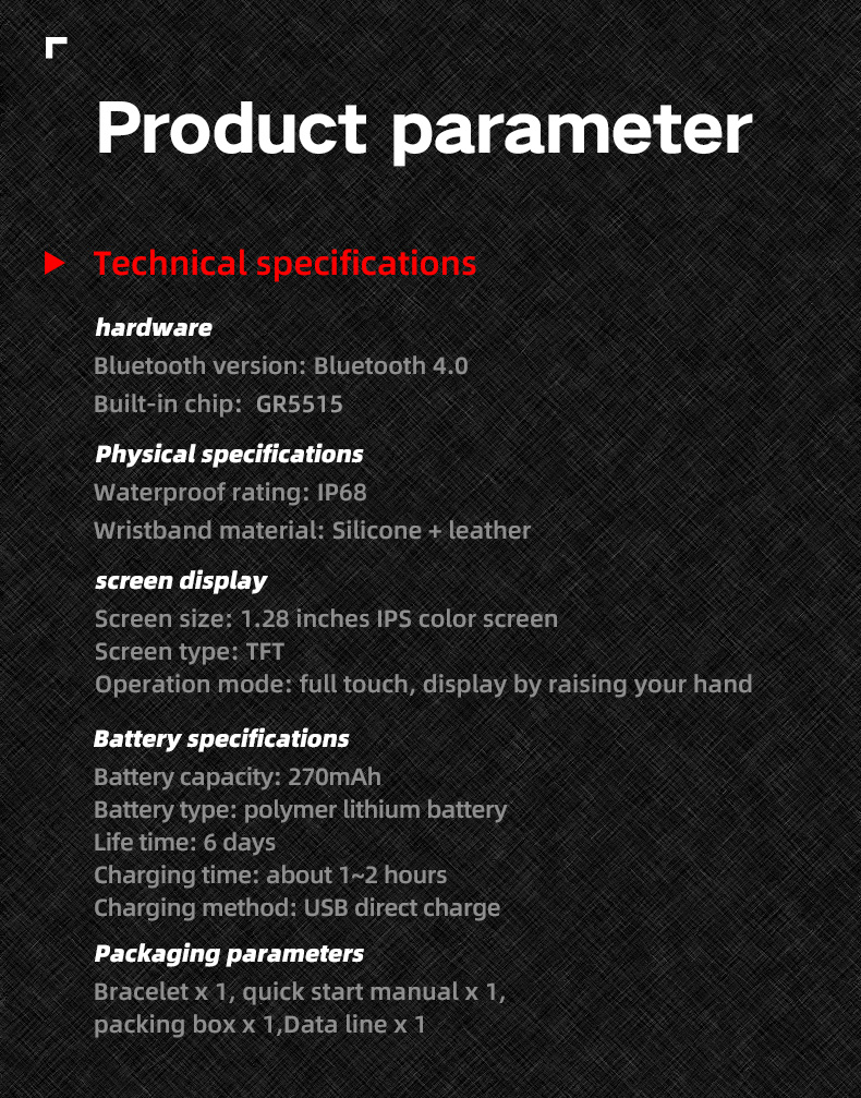 Multifunction Sport Music ECG Smart Watch IP67 Waterproof 1.28 Inch